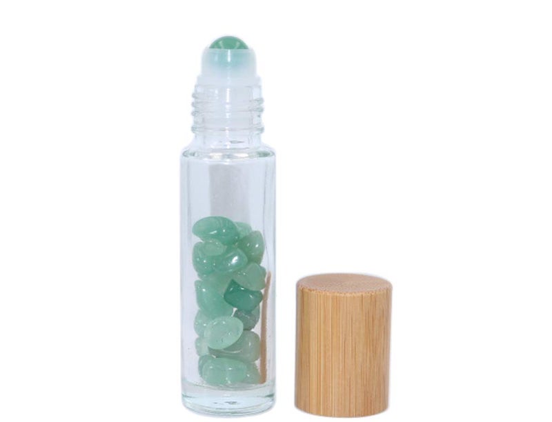 Wresty 10ml Roll On Bottle With Gemstone Rollerball&Crystal Chips Inside,10 Packs Glass Roller Bottles Essential Oil Sample Bottles(Bamboo Lids) - Image 5